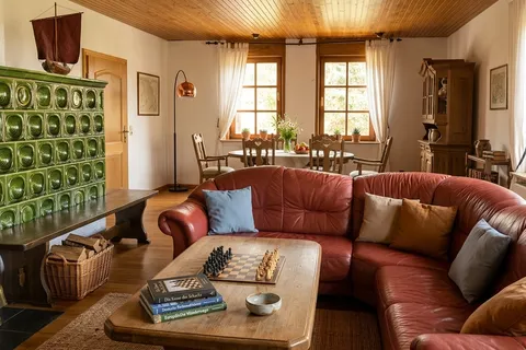 Gemütliches Wohnzimmer im FERIENHAUS Am Brunnen in Melgershausen